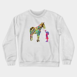 Little girl with horse Crewneck Sweatshirt